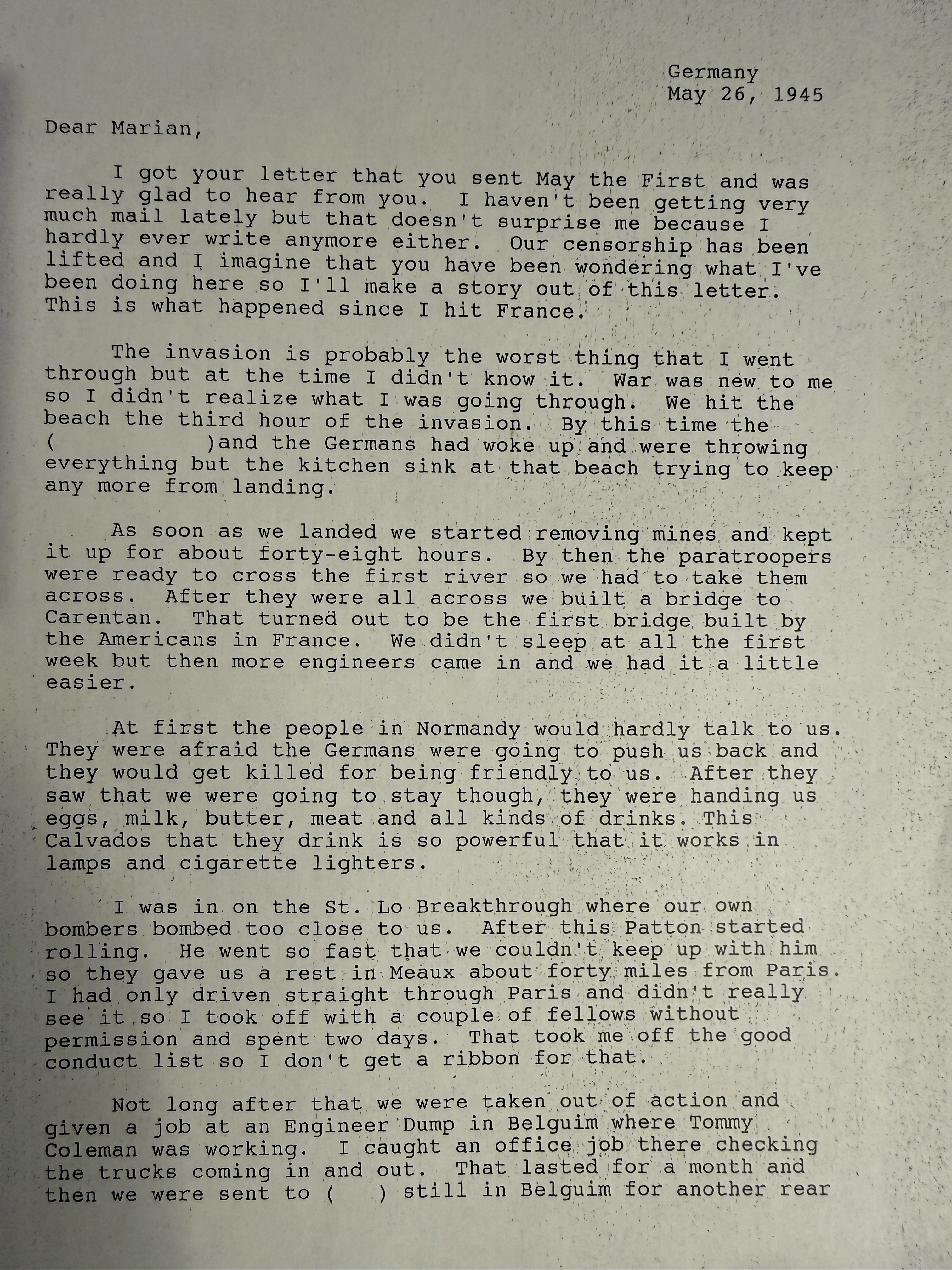 Typed transcription, page 1