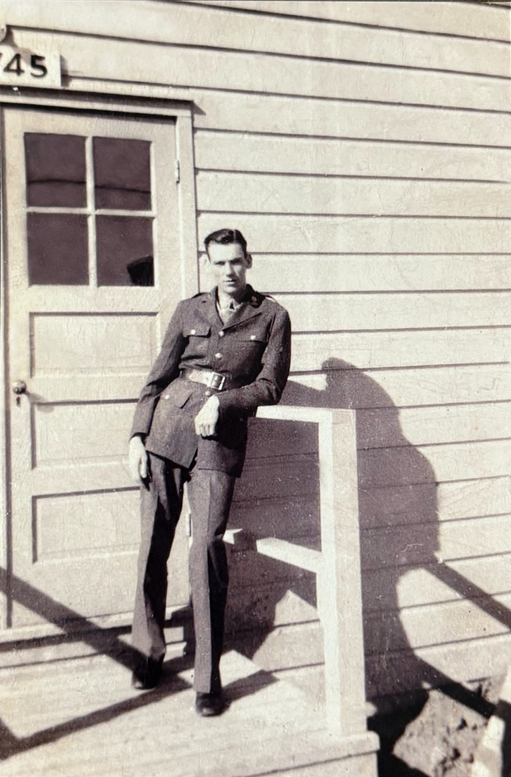 George in his Class A uniform at Camp Carson